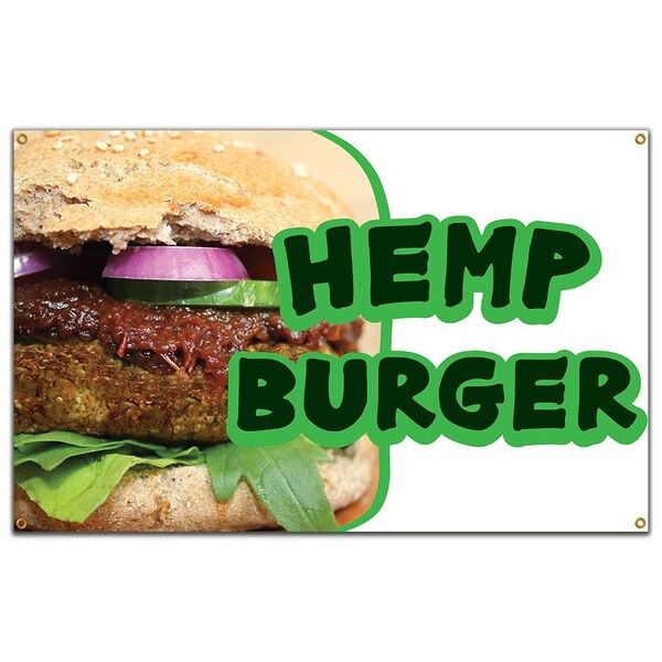 Signmission Hemp Burger Banner Concession Stand Food Truck Single Sided B-60 Hemp Burger19 - main